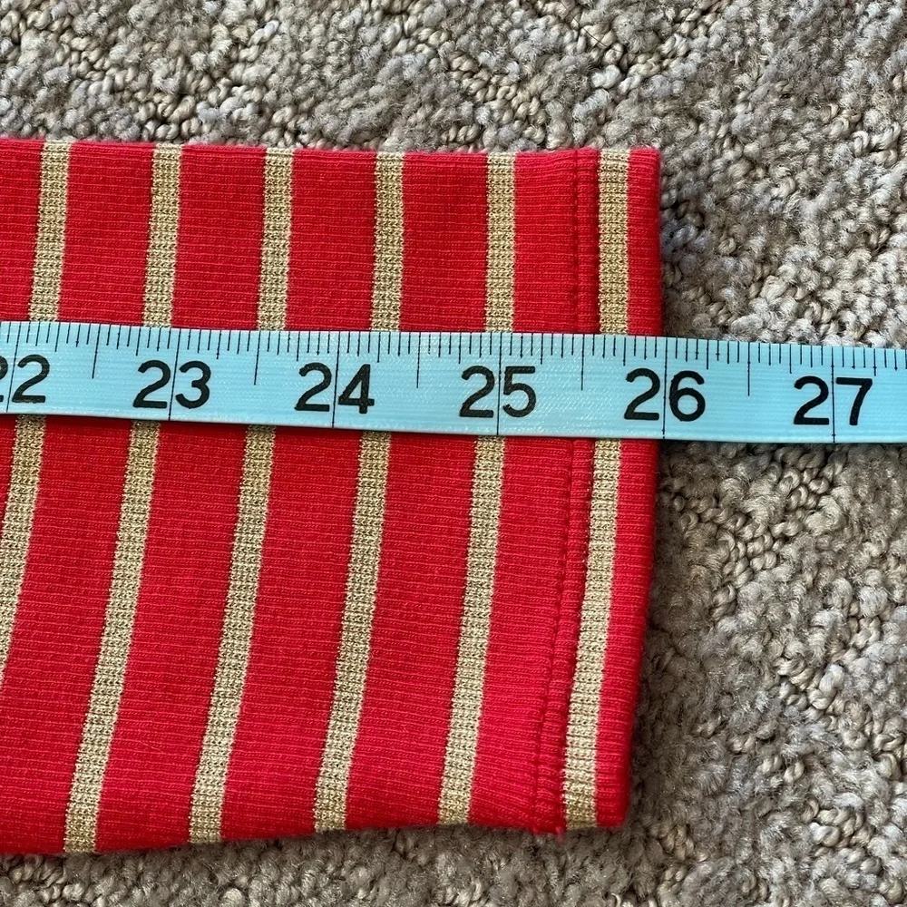 NWT J. Crew Red Puff Sleeve Turtleneck With Metallic Gold Stripes, Size XL